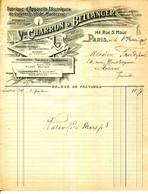 PARIS.FABRIQUE D'APPAREILS ELECTRIQUES,DE CUIVRERIE.APPAREILS POUR LUMIERE ELECTRIQUE.Vve.CHARRON & BELLANGER. - Elektriciteit En Gas