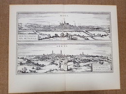Vedute Della Città Bergen O Mons E Arras Anno 1581 Braun E Hogenberg Ristampa - Landkarten
