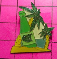 811E Pin's Pins / Beau Et Rare / THEME : BOISSONS / PLAGE ARBRE COCOTIER BOUTEILLE GINI MER - Boissons