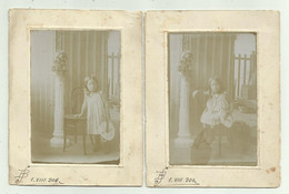DUE FOTO D'EPOCA BAMBINA IN POSA 1906  - CM.11X8,5 - Alte (vor 1900)