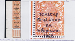 Ireland 1922 Thom Rialtas Ovpt In Black On 2d Orange Die 2 Overprint Misplaced (date Falling On Margin Between Stamps) - Nuovi