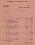 1932 - Facture à Entête Du Garage FRANCE MOTOR CYCLES Siège Social à Mandeure (Doubs) - Cars