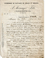 1936 - Lettre à Entête De L'ENTREPRISE DE BATTAGES DE GRAINS ET GRAINES P. MENAGER à Passais-la-Conception (Orne - Agricultura