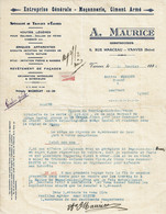 1934 - Lettre De ENTREPRISE -MACONNERIE-CIMENT ARME - Mr MAURICE à Vanves (Seine)-Spécialité Travaux D'Eglises - Otros & Sin Clasificación