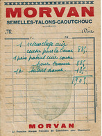 Vars 1935- Facture D'un Cordonnier - Semelles-Talons-Caoutchouc Marque MORVAN - Perfumería & Droguería