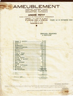 1936 - Facture AMEUBLEMENT A. PETIT à Flers De L'Orne - Meubles Normands, Rustiques, Copies D'ancien Et Moderne… - Sonstige & Ohne Zuordnung