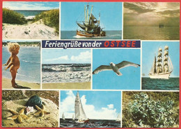 Feriengrüße Von Der Ostsee, Strand, Fischerboot, Segelschiff, Möwe, Seesterne - Unclassified