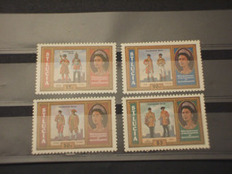 ST. LUCIA - 1978 REGINA/UNIFORMI MILITARI 4 VALORI, Dentellati 12x12 1/2 - NUOVI(++) - St.Lucie (1979-...)