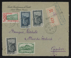 Reunion 1938 Front Of A Reg. Cover Sent To Geneva And Bearing A Multi-colour Franking Including A 2fr Red And Green - Briefe U. Dokumente