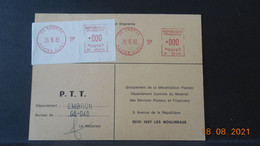 Carte De Contrôle Des Machines SATAS De Embrun De 1983 - Covers & Documents