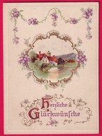 Prägekarte Aufklappbare Um Ca 1900, Herzliche Glückwunsche - New Year