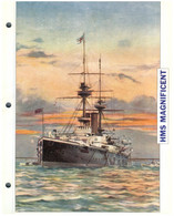 (25 X 19 Cm) (21-8-2021) S - Photo And Info Sheet On Warship - UK  HMS Magnificent - Autres & Non Classés