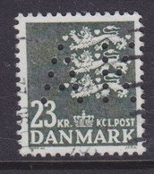 Denmark Perfin Perforé Lochung (A32) 'AK' Aalborg Kommune, Aalborg Mi. 970,23.00 Kr. Lion Arms Stamp - Variétés Et Curiosités