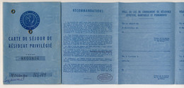 Carte De Séjour De Résident Privilégié - Aff Fiscal Type Daussy 480 F - 1960 - 10 Volets - Altri & Non Classificati