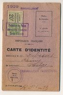 2 Cartes D'identité Pour étrangers (Nationalité Belge) 1929 Timbres Daussy "Carte D'Identité étrangers 20F" 1929 - Otros & Sin Clasificación