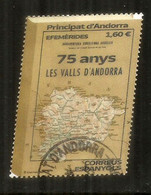Publication En 1946 Du Livre"Les Valls D'Andorra"(75 Años Valles De Andorra).Timbre Oblitéré,1 ère Qualité.Haute Faciale - Usados
