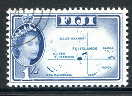 Fiji 1962-67 QEII Definitives - Wmk. Block CA - 1/- Map Of Islands Used (SG 317) - Fiji (...-1970)