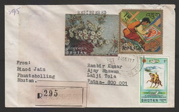 Bhutan 1977  UPU 1ch Imperf & Canvas Painting On Registered Cover To India  #  32655   D Indien Inde - Bhoutan