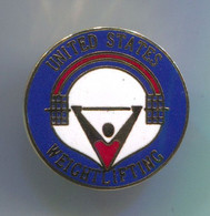 WEIGHTLIFTING - USA United States, Federation, Association, Enamel, Pin, Badge, Abzeichen - Halterofilia