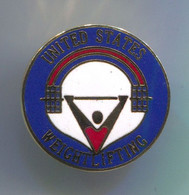 WEIGHTLIFTING - USA United States, Federation, Association, Enamel, Pin, Badge, Abzeichen - Pesistica