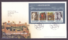 2008, Great Britain, British Royalty And History, Lancaster And York, MS With 4 Stamps On A FDC -Horse Cancellation-used - 2001-2010 Em. Décimales