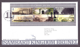 2006, Great Britain, Lsambard Kingdom, Brunel (1806-1859), Engineer, MS With 6 Stamps On A FDC-Hat Cancellation, Used - 2001-2010 Decimal Issues