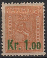 NORVEGIA - Norge - Norwegen - Norway - 1905 - 2 Sk Overprinted 1 Kr  - Yvert 60 - New - See Back Scan - Ungebraucht