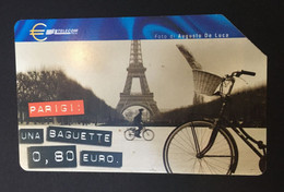 (stamp 21-8-2021) Phonecard - Italy - With Eiffel Tower And Cycle / Baguette Bread - Autres & Non Classés