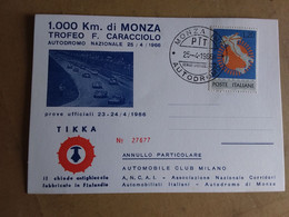 1.000  KM  DI MONZA  TROFEO F. CARACCIOLO  1966   CON ANNULLO PARTICOLARE - Monza
