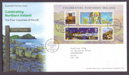 2008, Great Britain, Heritage Of Northern Ireland, MS With 4 Stamps On A FDC With A Text Cancellation - 2001-2010. Decimale Uitgaven