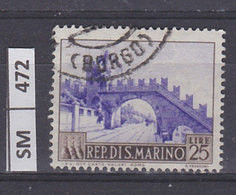 SAN MARINO  1955	Vedute L. 25 Usato - Gebruikt