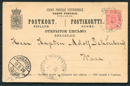 1890 Finland Stationery Postcard Helsingfors Poststaion - Kaptain Adolf Schonberg, Wasa Via Nikolaistad - Brieven En Documenten