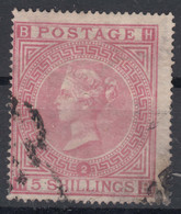 Great Britain, Surface Printing 1867 Five Shillings, Plate 2 Wmk Maltese Cross, Used - Usados