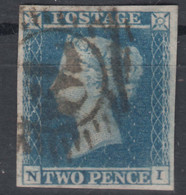 Great Britain, Two Pence Blue, Nice Used Piece With Margins, Yvory Head Impression - Used Stamps