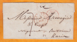 1849 - Enveloppe Pliée De Liège, Belgique Vers Paris, France - Taxe 7 Décimes - Entrée Par Valenciennes - Poste Restante - 1830-1849 (Belgio Indipendente)