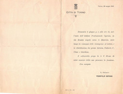 02929 "CITTA' DI TORINO-25 MAGGIO 1912 - INVITO CONSEGNA DELLE RICOMPENSE AL VALORE... SINDACO T. ROSSI"  INVITO NOTIZIE - Altri & Non Classificati