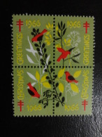 1966 4 Different Bloc 4  TB Birds Vignette Christmas Seals Seal Poster Stamp USA - Non Classés