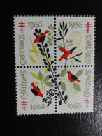 1966 4 Different Bloc 4 TB Birds Vignette Christmas Seals Seal Poster Stamp USA - Non Classés