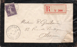 LETTRE RECOMMANDEE AFFRANCHIE N° 142 -  OBLITERATION TRESOR ET POSTES - 5 AVRIL 1915  * 7 * - Covers & Documents