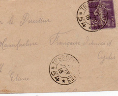 FRAGMENT LETTRE RECOMMANDEE AFFRANCHIE N° 142 -  OBLITERATION TRESOR ET POSTES - 17 JUIN  1915  * 54  ** - Covers & Documents