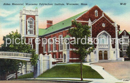 ALDEN MEMORIAL WORCESTER MASSACHUSETTS OLD COLOUR POSTCARD USA AMERICA - Worcester