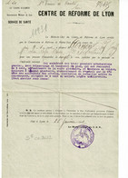 Certificat Du Centre De Réforme De Lyon - Circ 1922, Cachet"Hopital Complementaire N° 38" Pension Invalidité 20% - Documents