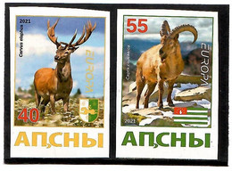 Abkhazia . EUROPA 2021. Endangered National Wildlife (Deers, Mountain Goats,). Imperf. 2v:40,55 - 2021