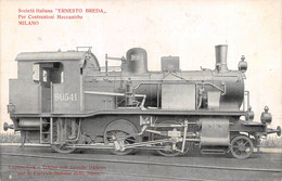 09878 "LOCOMOTIVA TENDER CON CARRELLO ITALIANO (90541) - SOCIETA' ITALIANA ERNESTO BREDA - MILANO" CART. ORIG. NON SPED. - Trains