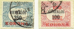 HUNGARY Ungarn 1923 Officials Mi D19-D20 U - Dienstzegels