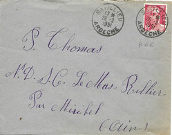 ARDECHE 07  -  SATILLIEU  -  CACHET RECETTE R A6  - 1951  - - Manual Postmarks