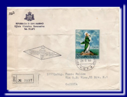 1966 San Marino Saint Marin Registered FDC 1er Jour Europe 66 To Italy Pmk Back Recommandee - FDC