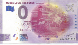 CG1 /  / RARE Billet 0 EURO  Euros  LOUIS DE FUNES Bourvil  Musée  SAINT-RAPHAEL  Billet Souvenir - Fiktive & Specimen