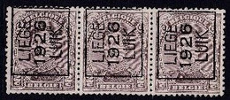 132 Type III Bande De 3 Liège 1926 Luik - Typos 1922-26 (Albert I)