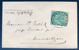 France Colonies Françaises Petite Lettre Locale 1897 De Mayotte Pour Mamoutzou Groupe N°4 5c Vert Obl Dzaoudzi RR & SUP - Storia Postale